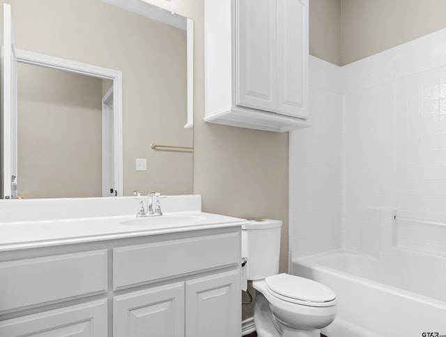 full bathroom with vanity, toilet, and shower / bathtub combination