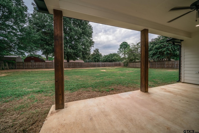 view of patio with ceiling fan