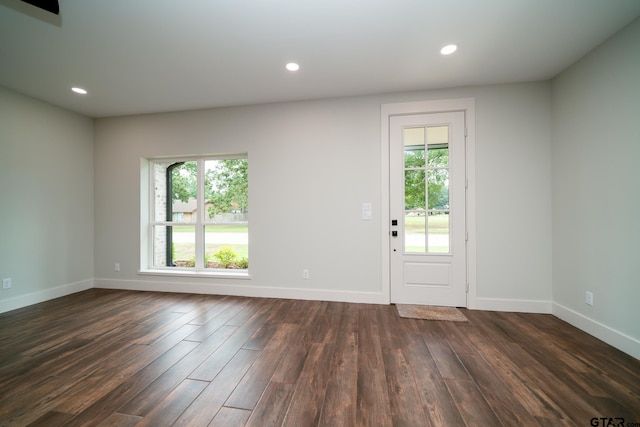 interior space with dark wood-type flooring and a healthy amount of sunlight