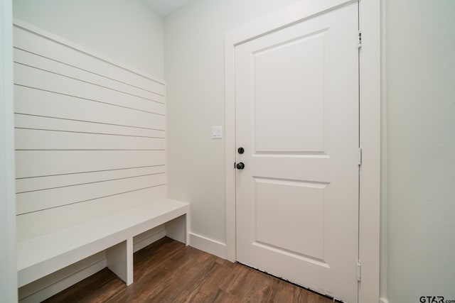 mudroom with dark hardwood / wood-style flooring