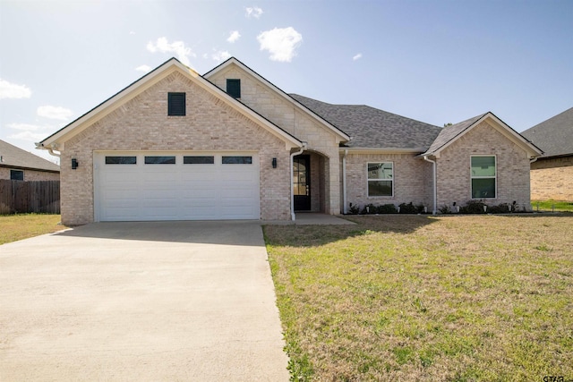 1224 Nate Cir, Bullard, TX 75757 - view of front facade with fence, driveway, an attached garage, a shingled roof, and a front lawn