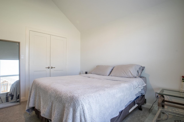 1224 Nate Cir, Bullard, TX 75757 - bedroom featuring a closet, lofted ceiling, carpet, and baseboards