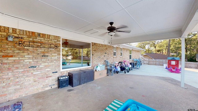 view of patio with ceiling fan