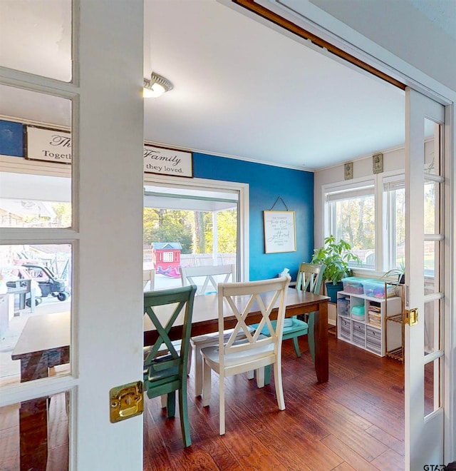 dining room featuring dark wood-type flooring