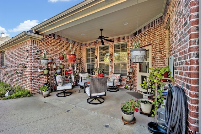 view of patio / terrace with ceiling fan