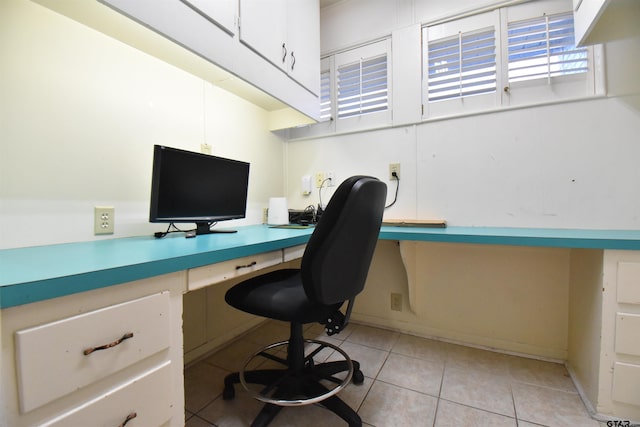 tiled office with built in desk