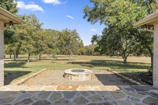 1036 High Meadow Dr, Mount Vernon, TX 75457 - view of green lawn featuring an outdoor fire pit