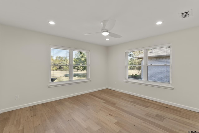 1036 High Meadow Dr, Mount Vernon, TX 75457 - unfurnished room featuring plenty of natural light, a ceiling fan, light wood finished floors, baseboards, and recessed lighting