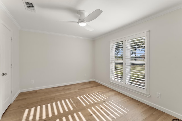 1036 High Meadow Dr, Mount Vernon, TX 75457 - empty room featuring ceiling fan, light wood-type flooring, crown molding, and baseboards