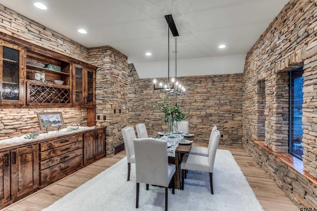 dining area featuring recessed lighting and light wood-style floors