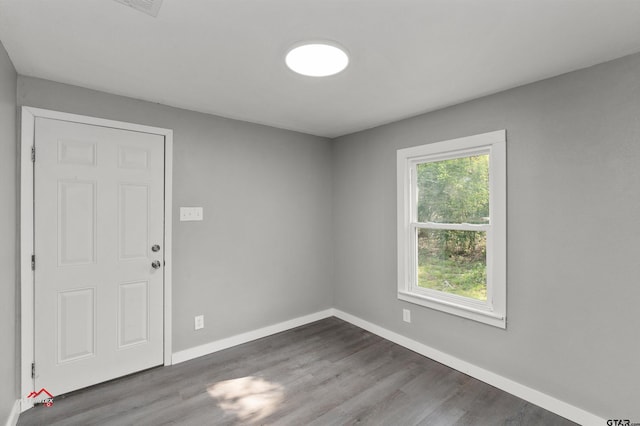 spare room with wood-type flooring