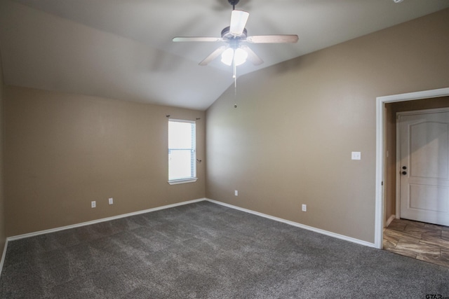 5878 Palo Pinto Dr, Tyler, TX 75707 - unfurnished room with carpet flooring, a ceiling fan, and vaulted ceiling