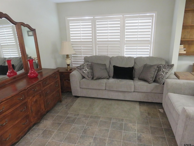 view of tiled living room