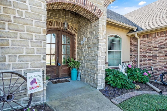 entrance to property featuring french doors