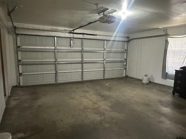 garage with a garage door opener