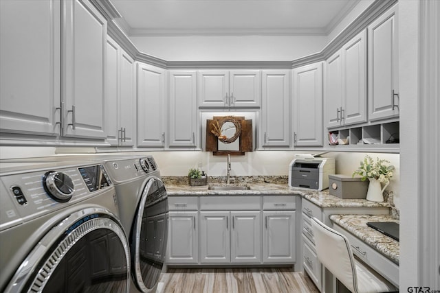 185 Vz County Road 2103, Canton, TX 75103 - washroom with washer and clothes dryer, ornamental molding, and cabinet space