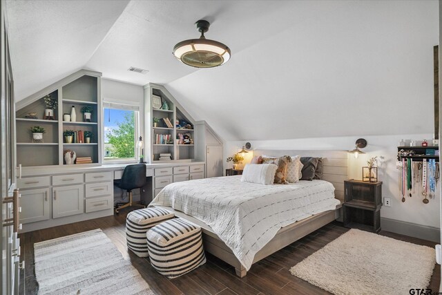 185 Vz County Road 2103, Canton, TX 75103 - bedroom featuring dark wood-style floors, an office area, and lofted ceiling