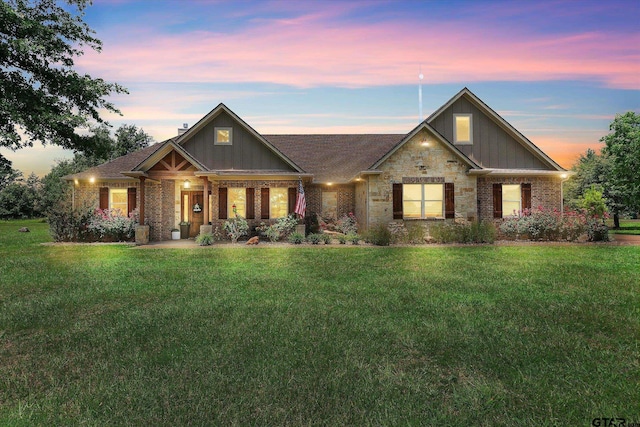 185 Vz County Road 2103, Canton, TX 75103 - craftsman-style house featuring a front lawn, board and batten siding, a porch, and brick siding