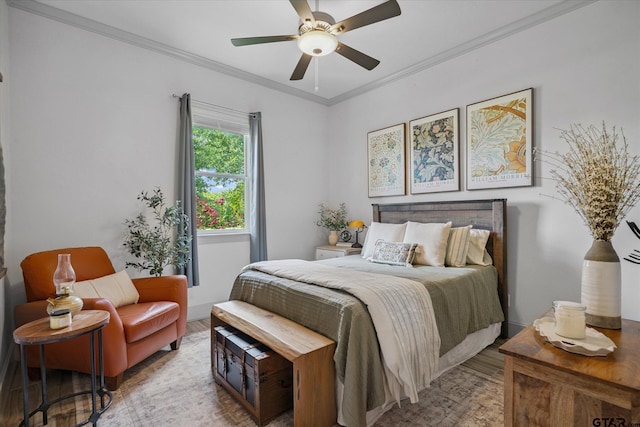 185 Vz County Road 2103, Canton, TX 75103 - bedroom with wood finished floors, ornamental molding, and ceiling fan