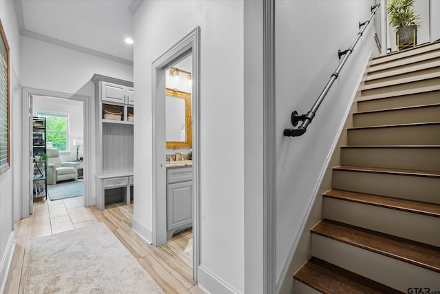 185 Vz County Road 2103, Canton, TX 75103 - stairs featuring crown molding and recessed lighting