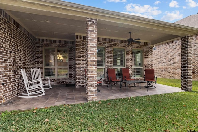 view of patio / terrace with ceiling fan