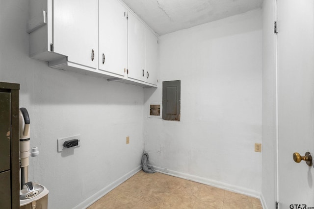 616 Golfcrest Dr, Longview, TX 75604 - laundry area with hookup for an electric dryer, cabinet space, electric panel, and washer hookup