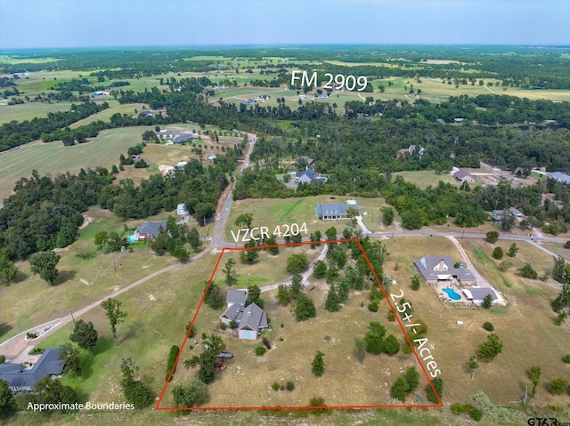 drone / aerial view featuring a rural view