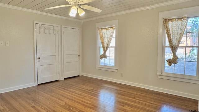 1012 W 8th St, Tyler, TX 75701 - unfurnished bedroom with crown molding, light wood finished floors, baseboards, and ceiling fan