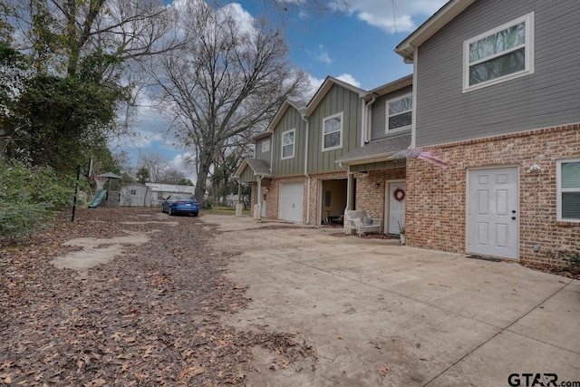 exterior space featuring a garage