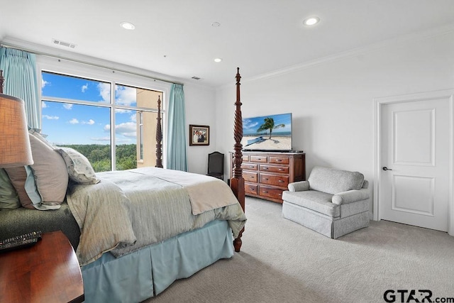 2801 Wexford Dr, Tyler, TX 75709 - carpeted bedroom featuring crown molding and recessed lighting