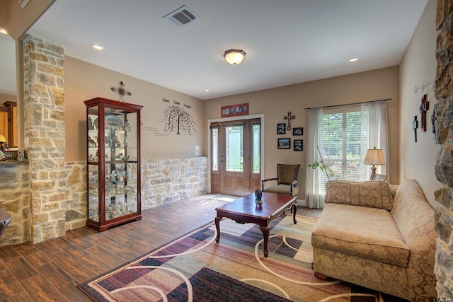 living room with hardwood / wood-style floors