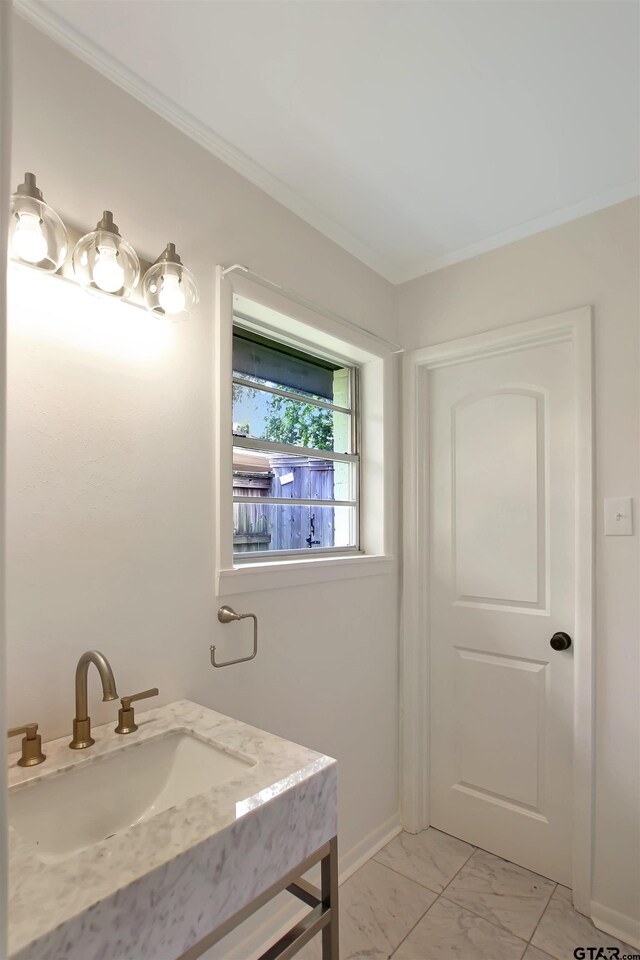 1301 Roseland Blvd, Tyler, TX 75701 - bathroom with crown molding and marble finish flooring