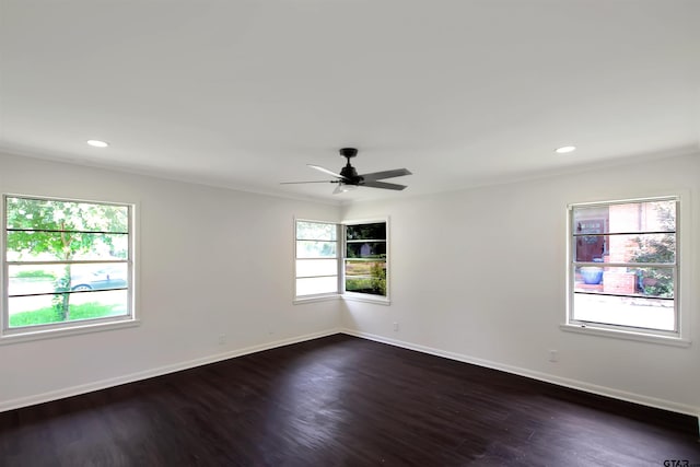 1301 Roseland Blvd, Tyler, TX 75701 - spare room with dark wood-type flooring, recessed lighting, and ceiling fan