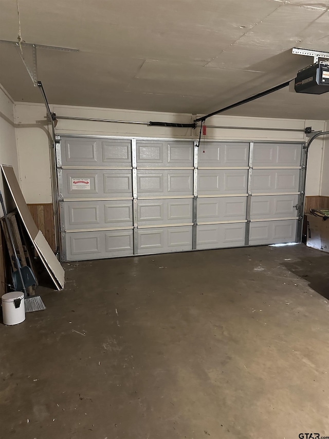 garage with a garage door opener