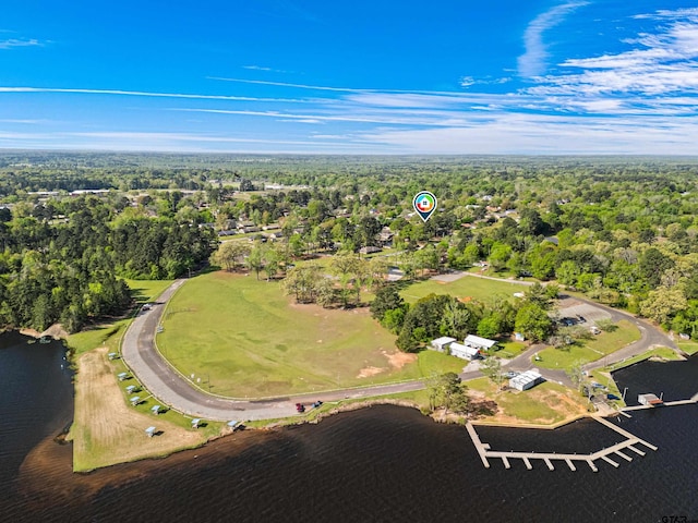2207 Pinecrest Dr, Gladewater, TX 75647 - drone / aerial view with a water view and a view of trees