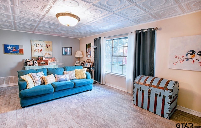 living room with hardwood / wood-style flooring