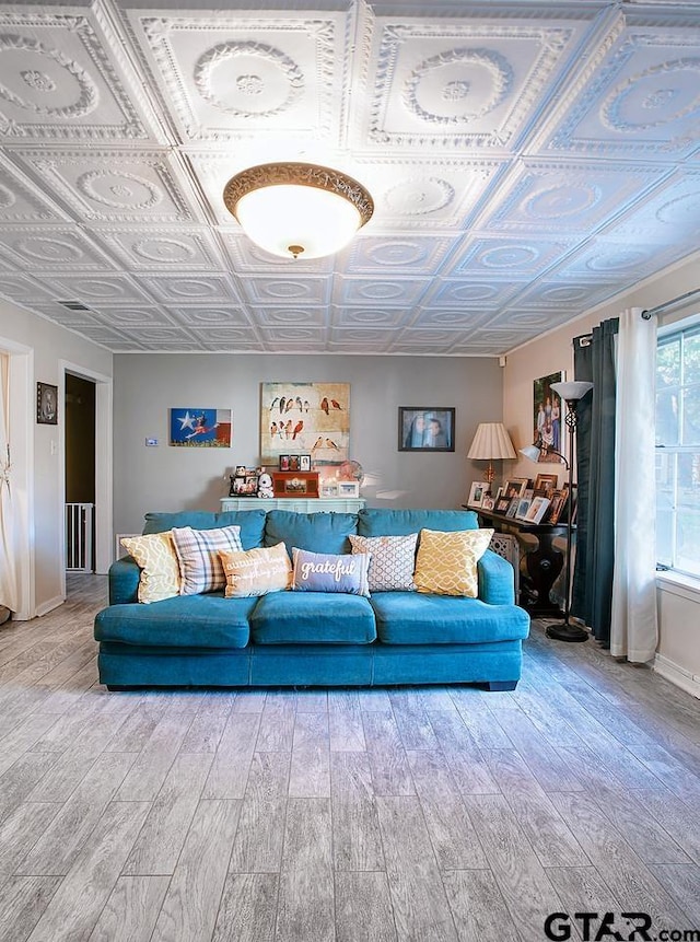 living room featuring light hardwood / wood-style floors