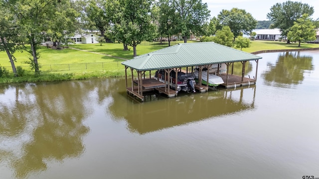 17893 Slack Rd, Whitehouse, TX 75791 - dock featuring boat lift and a water view