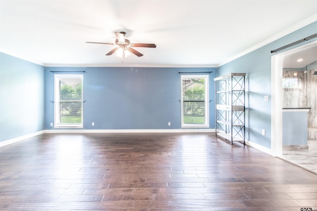 17893 Slack Rd, Whitehouse, TX 75791 - spare room with a ceiling fan, ornamental molding, and wood-type flooring