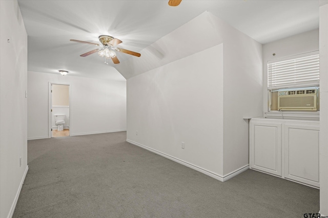 bonus room featuring baseboards, carpet flooring, a ceiling fan, and cooling unit