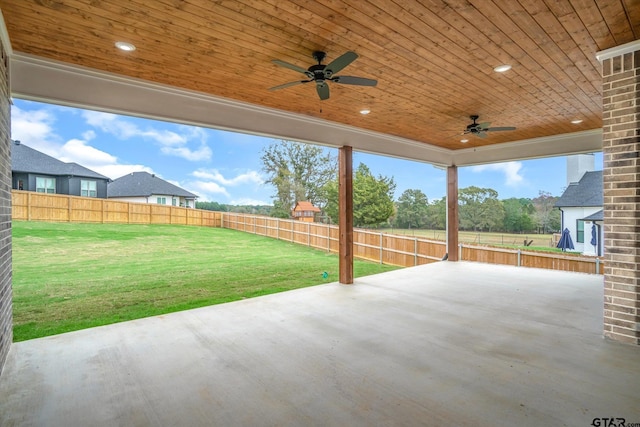 view of patio / terrace featuring ceiling fan