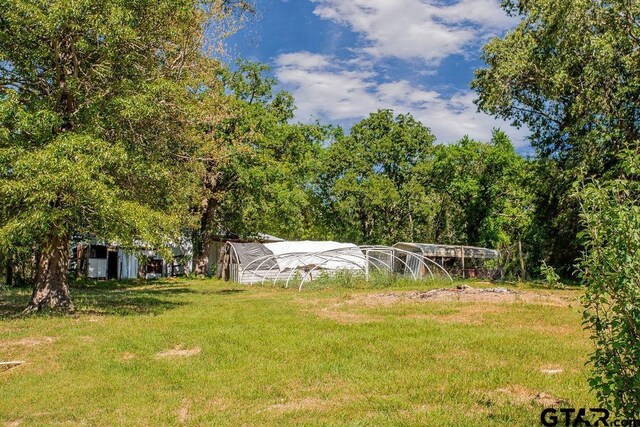 view of yard with an outdoor structure