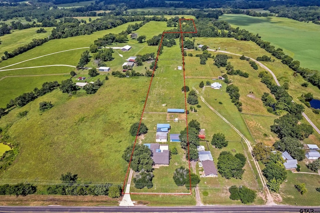 drone / aerial view featuring a rural view