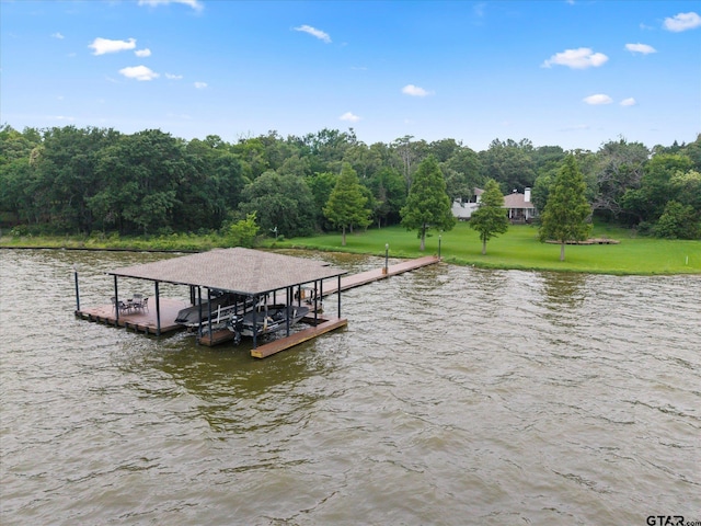 7016 Fm 3054, Malakoff, TX 75148 - dock featuring a water view, boat lift, and a wooded view