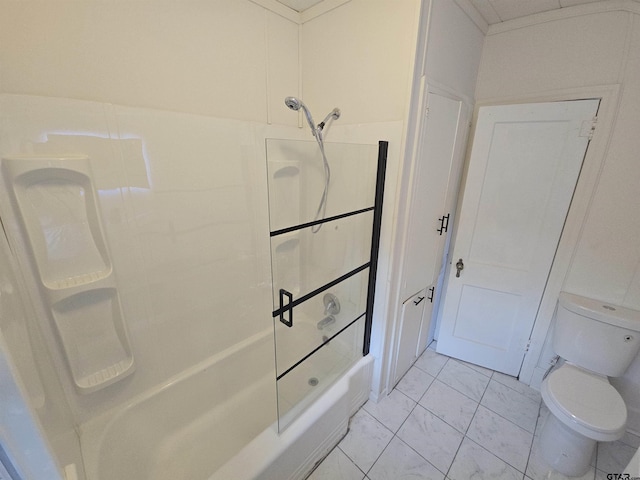 301 Harold St, Crockett, TX 75835 - bathroom featuring marble look tiles and shower / bathtub combination