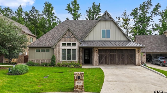 7863 Cross Rd, Tyler, TX 75703 - view of front of property featuring board and batten siding, brick siding, driveway, and a front yard