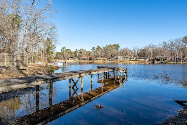 dock area featuring a water view