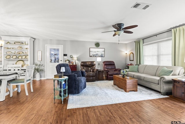 5513 Bostick Dr, Tyler, TX 75707 - living room with a ceiling fan and wood finished floors