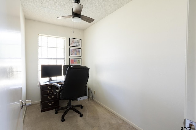 813 W Rieck Rd, Tyler, TX 75703 - office featuring carpet, ceiling fan, and a textured ceiling