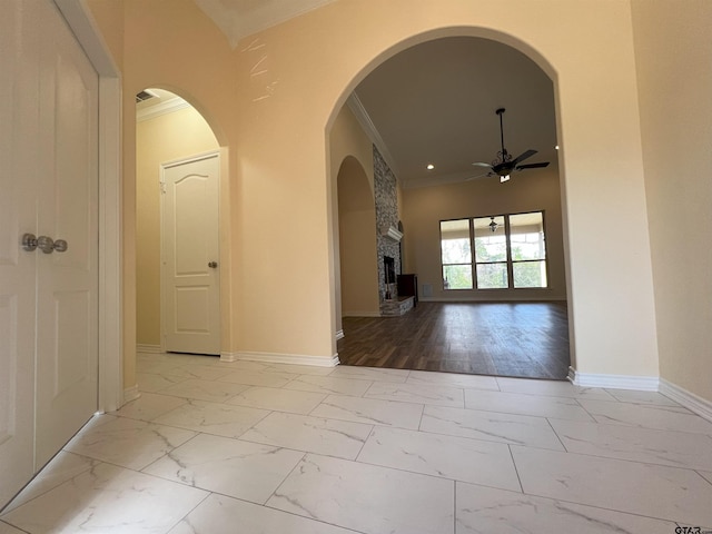 corridor with ornamental molding